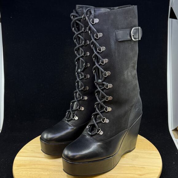 Harley Davidson Shoes - Harley-Davidson Celina 10" Wedge Black Motorcycle Boots D84732 Women's Sz 10 NEW